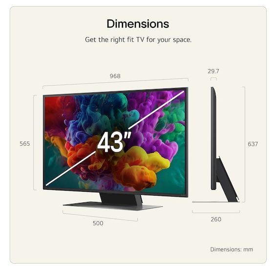 QNED 109,2 cm (43 Zoll) Fernseher 4K Ultra HD VESA 200 x 200 mm 43QNED87B6A 