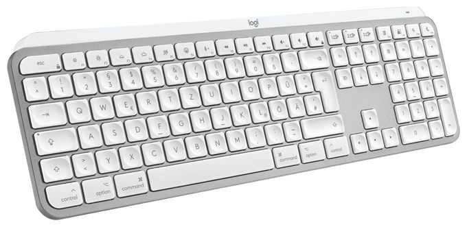 LED Büro Tastatur RF Wireless + Bluetooth 2.4 GHz  MX Keys S for Mac (Aluminium, Weiß) 