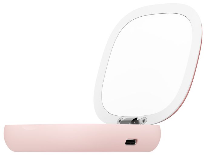 4000 mAh Powerbank USB Typ-C Kabelloses Laden  Schminkspiegel mit (Rose) 