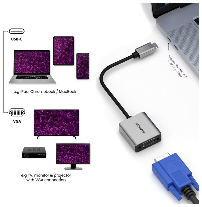 Connect USB C auf VGA - USB-C auf VGA Adapter 