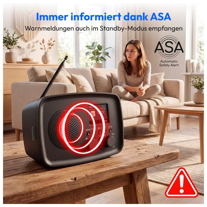 Bluetooth DAB+, UKW, FM Radio Persönlich Wasserfest IPX1  Life DRE-1 (Schwarz) 