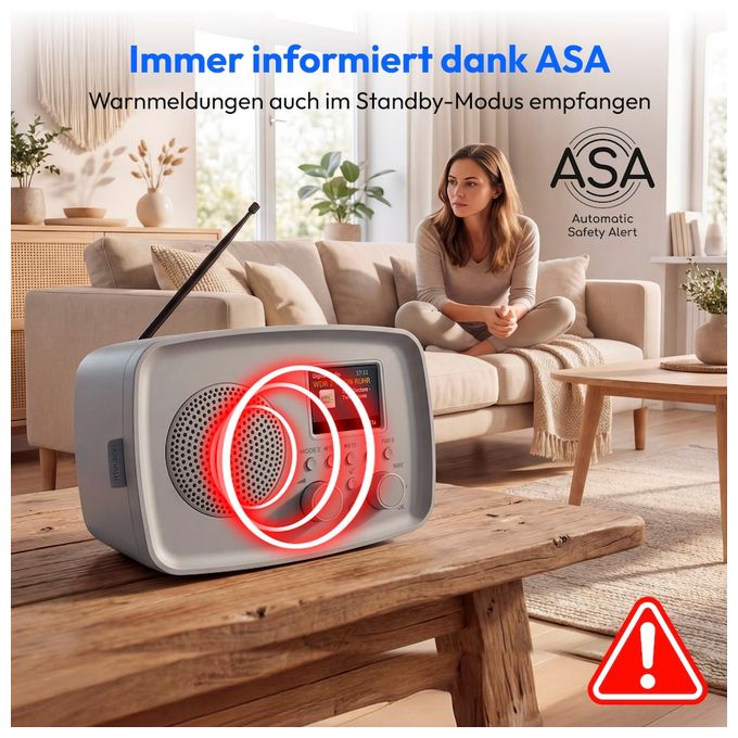 Bluetooth DAB+, FM Radio Persönlich IPX1  Life MD89288 (Grau) 