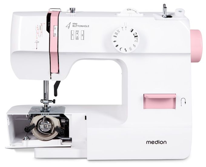 LIFE Nähmaschine SM70 (MD 11179) 12 verschiedene Stickmuster, 4 Schritte Knoploch, einstellbare Stichlänge, 70 Watt Motorleistung 