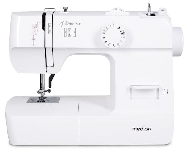LIFE Nähmaschine SM70 (MD 11179) 12 verschiedene Stickmuster, 4 Schritte Knoploch, einstellbare Stichlänge, 70 Watt Motorleistung 