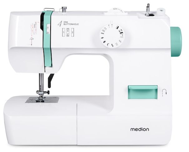 LIFE Nähmaschine SM70 (MD 11179) 12 verschiedene Stickmuster, 4-Stufen-Knopfloch, einstellbare Stichlänge, 70-Watt-Motorleistung 