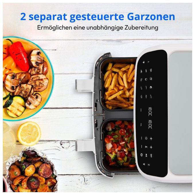 Doppel Heißluftfritteuse 8,7 l 2600 W  Life P20 XXL (Weiß, Schwarz) 