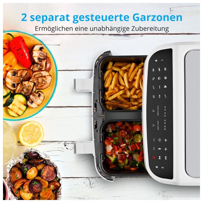 Doppel Heißluftfritteuse 8,7 l 2600 W  Life P20 XXL MD11760 (Weiß) 