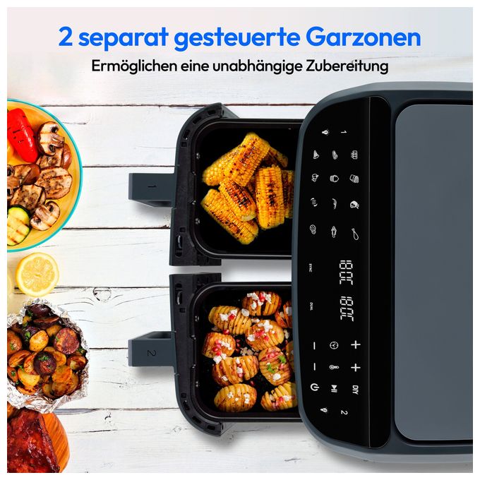 Doppel Heißluftfritteuse 8,7 l 2600 W  Life P20 XXL Twin (Schwarz) 