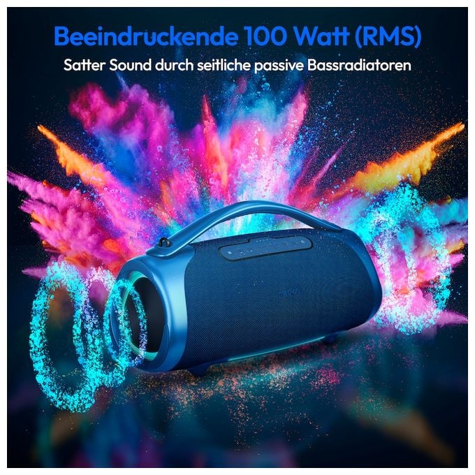100 W Bluetooth Lautsprecher IPX7 Laufzeit bis 30 h  Life P61768 (Blau) 