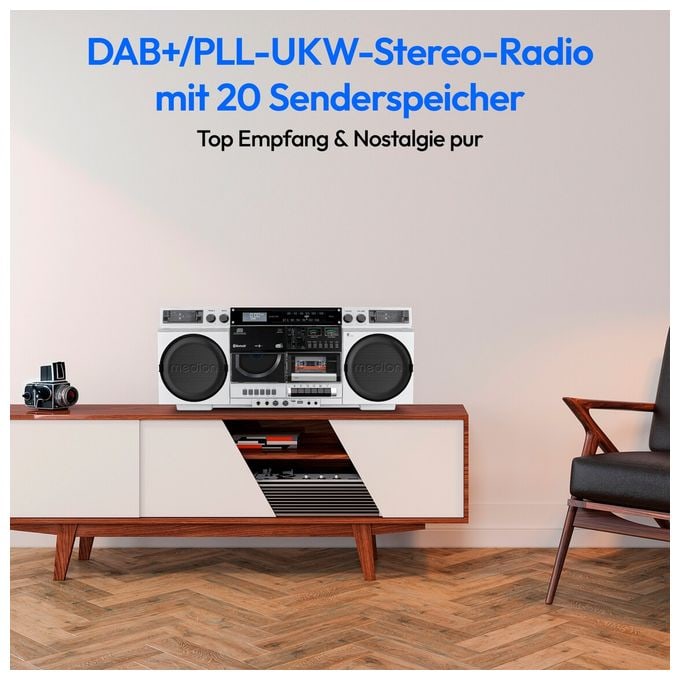 DAB+, FM, PLL 20 W Bluetooth  Life P66538 Retro Boombox (Weiß) 