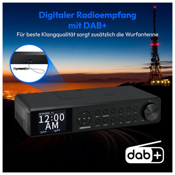 Bluetooth DAB+, PLL, UKW Radio Uhr  Life P66750 (Schwarz) 