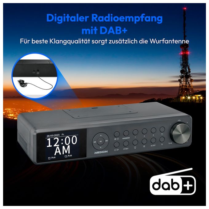 Bluetooth DAB+, PLL, UKW Radio Uhr  Life P66750 (Grau) 