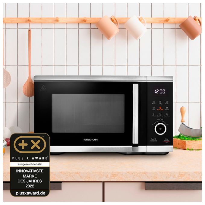Freistehende Mikrowelle 900 W Größe: mittel  MD11499 (Schwarz, Edelstahl) 