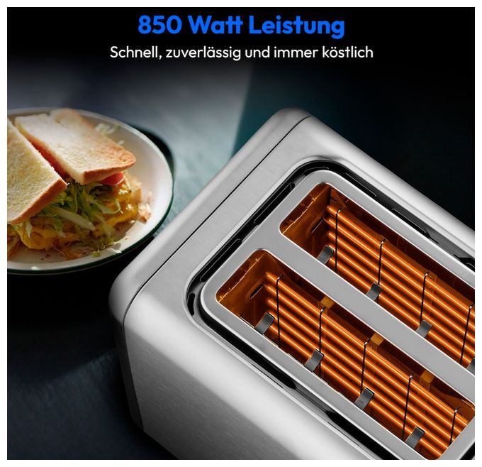 Toaster 850 W 2 Scheibe(n) 7 Stufen  MD12102 (Silber, Schwarz) 