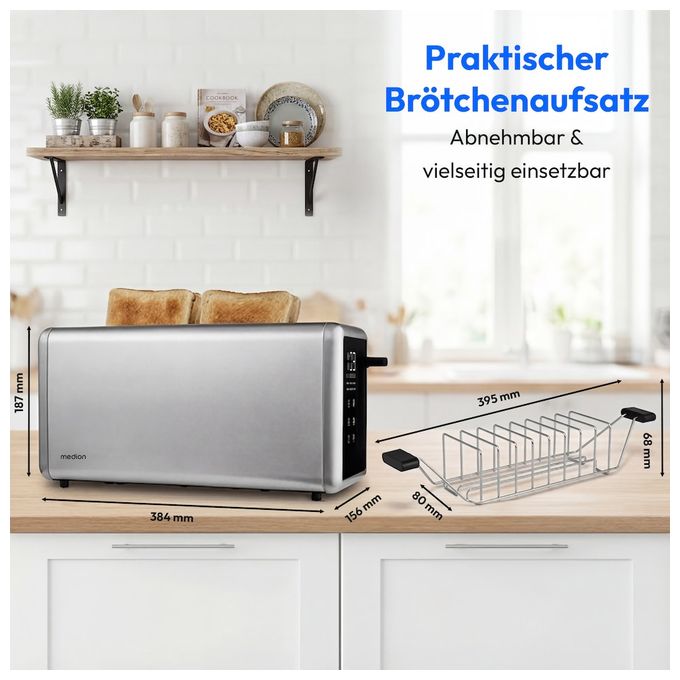 Toaster 1450 W 4 Scheibe(n) 7 Stufen  MD12103 (Silber) 