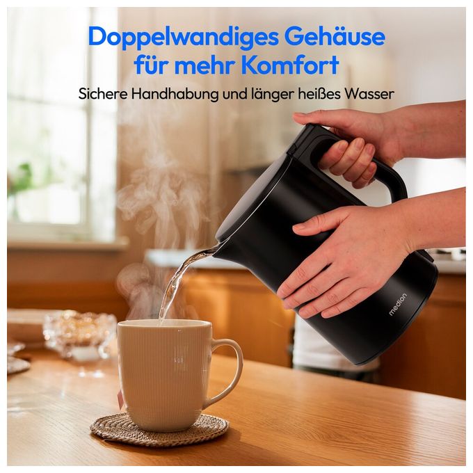 1,5 l Wasserkocher 2200 W  MD12105 (Schwarz) 