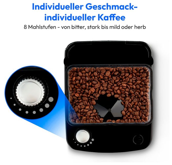 8 Tassen Thermo Filterkaffeemaschine 1,0 l  MD19911 (Schwarz, Edelstahl) 