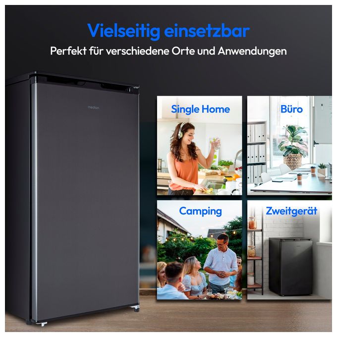 90 l / 80 l Tischkühlschrank EEK: E 85 kWh Jahr  MD37690 (Schwarz) 