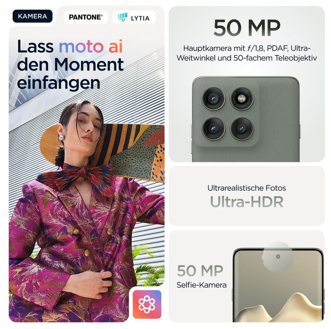 256 GB 5G Smartphone 16,9 cm (6.67 Zoll) Android 50 MP Dreifach Kamera Dual Sim WiFi 6  Edge 60 Pro (Grau) 