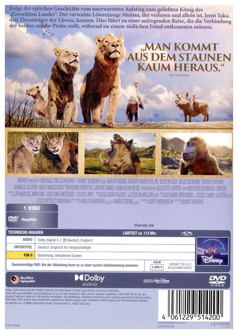 Mufasa: Der König der Löwen (DVD) 