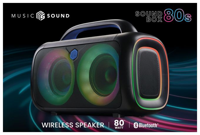 80 W Bluetooth Lautsprecher Laufzeit bis 5 h  Sound Box 80S (Schwarz) 
