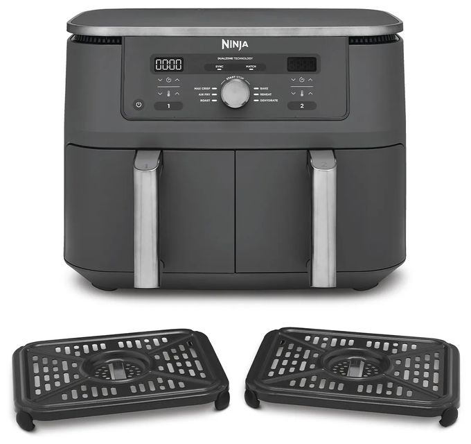 Doppel Heißluftfritteuse 9,5 l 2470 W  DZ400EU (Grau) 