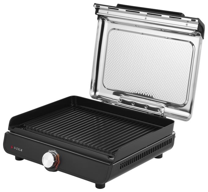 1 Zone(n) 1450 W mit 233 x 355 mm Fläche  GR101EU Sizzle Grillplatte + Plancha (Schwarz) 