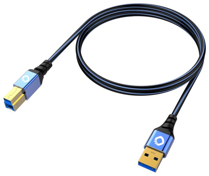 10 Gbit/s Stecker Rundkabel USB A auf USB B 0,5 m  USB Plus B3 (Blau) 