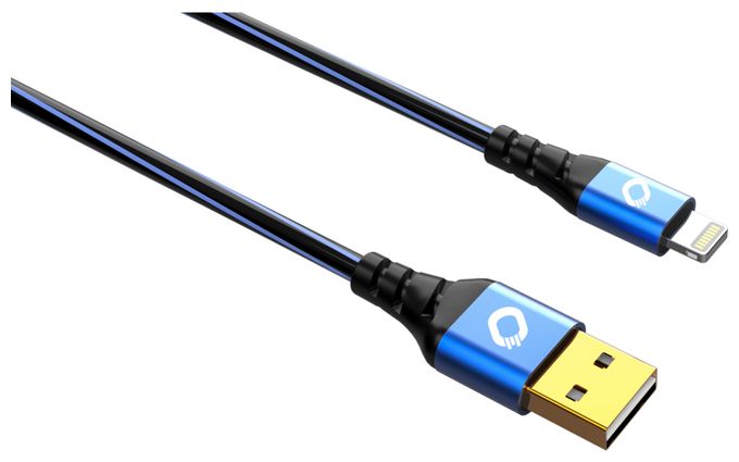 0,48 Gbit/s Stecker Rundkabel USB A auf USB C/Lightning 2 m  USB Plus Li (Blau) 