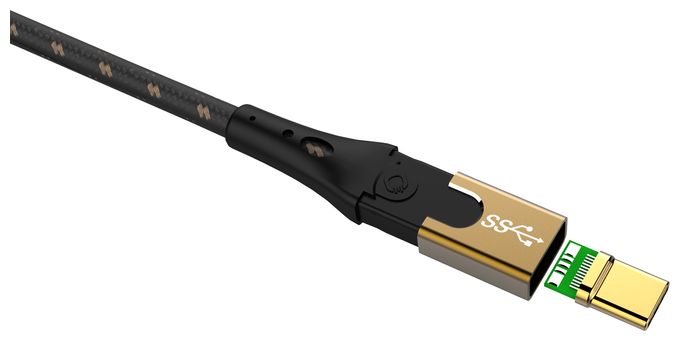 20 Gbit/s Stecker Rundkabel USB C auf USB C bis 40 W 0,5 m  USB Primus CC (Schwarz, Gold) 