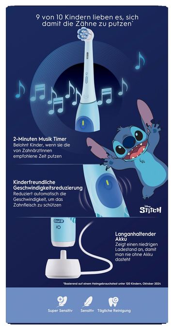 Rotierende Zahnbürste für Kinder  iO Kids 6+ Disney Stitch (Blau) 