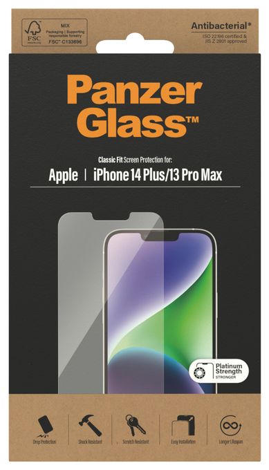 Klare Bildschirmschutzfolie Gehärtetes Glas, Polyethylenterephthalat, Silikon für  Apple Apple - iPhone 14 Plus, Apple - iPhone 13 Pro Max Kratzresistent, Schockresistent, Antibakteriell 2769 