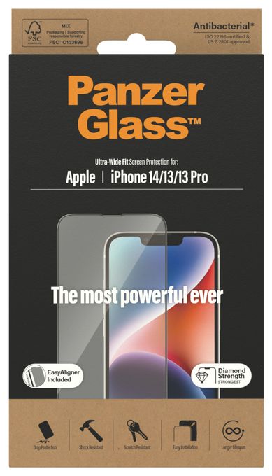 Klare Bildschirmschutzfolie Gehärtetes Glas, Polyethylenterephthalat, Silikon für  Apple Apple - iPhone 14, Apple - iPhone 13, Apple - iPhone 13 Pro Kratzresistent, Schockresistent, Antibakteriell 2783 