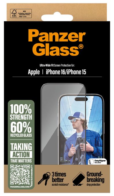 Klare Bildschirmschutzfolie Gehärtetes Glas, Polyethylenterephthalat, Silikon für  Apple Apple - iPhone 16, Apple - iPhone 15 Kratzresistent, Schockresistent 2861 Screen Protector 
