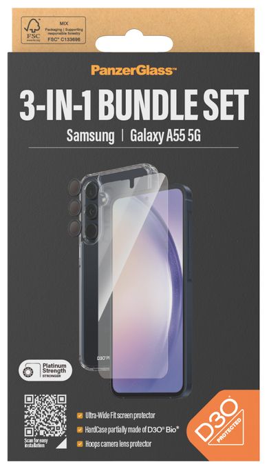 Klare Bildschirmschutzfolie Gehärtetes Glas, Polyethylenterephthalat, Silikon für  Samsung Samsung - Galaxy new A54 5G Kratzresistent, Schockresistent 3-in-1 Set 