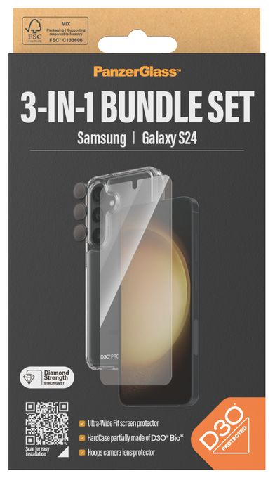 Klare Bildschirmschutzfolie Gehärtetes Glas, Polyethylenterephthalat, Silikon für  Samsung Samsung - Galaxy S24 Kratzresistent, Schockresistent 3-in-1 Set 