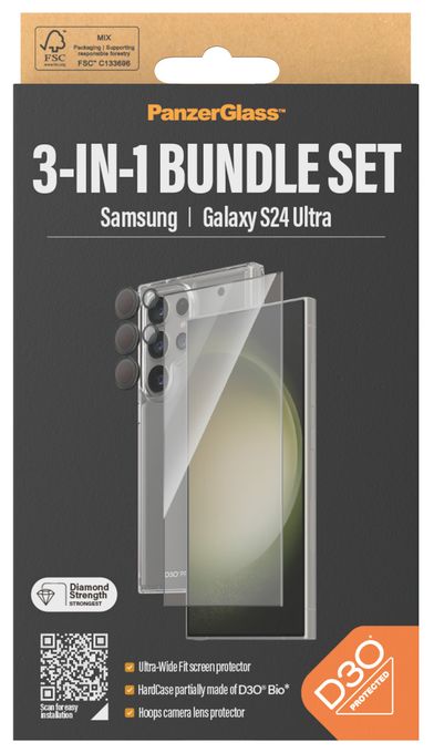 Klare Bildschirmschutzfolie Gehärtetes Glas, Polyethylenterephthalat, Silikon für  Samsung Samsung - Galaxy S24 Ultra Kratzresistent, Schockresistent 3-in-1 Set 