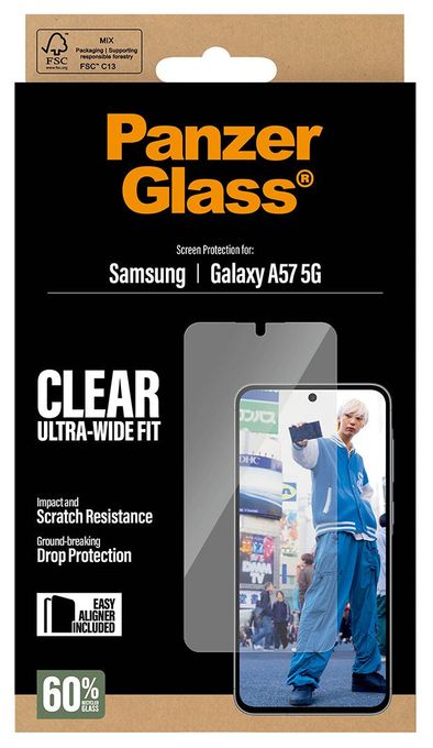 Klare Bildschirmschutzfolie für  Samsung Galaxy A57 5G Kratzresistent 32082 Ultra-Wide Fit 