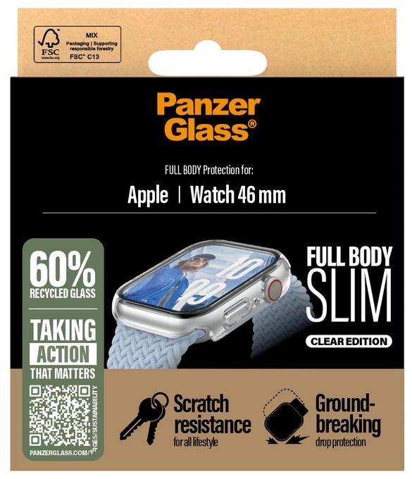 Klare Bildschirmschutzfolie gehärtetes Glas für  Apple Apple - Watch Series 10 46mm, Apple - Watch Series 11 46mm Kratzresistent, Schockresistent 3714 Snappie Full Body Slim 