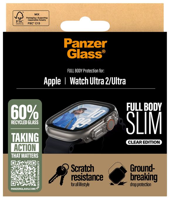 Klare Bildschirmschutzfolie gehärtetes Glas für  Apple Apple - Watch Ultra 49mm, Apple - Watch Ultra 2 49mm, Apple - Watch Ultra 3 49mm Kratzresistent, Schockresistent 3715 Snappie Full Body Slim 