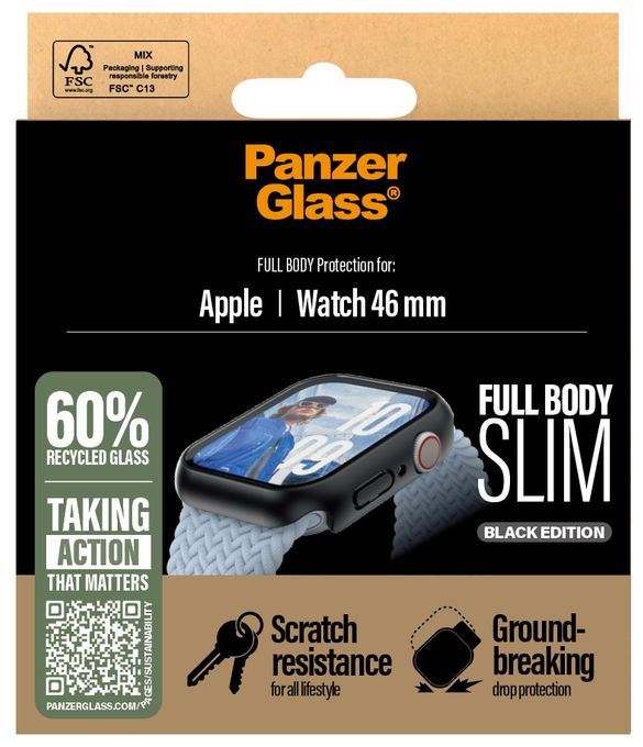Klare Bildschirmschutzfolie gehärtetes Glas für  Apple Apple - Watch Series 10 46mm, Apple - Watch Series 11 46mm Kratzresistent, Schockresistent 3717 Snappie Full Body 