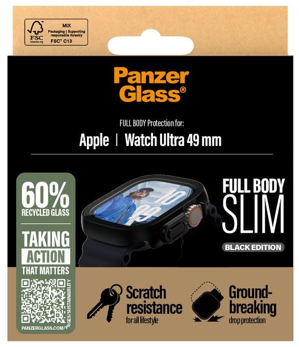 Klare Bildschirmschutzfolie gehärtetes Glas für  Apple Apple - Watch Ultra 49mm, Apple - Watch Ultra 2 49mm, Apple - Watch Ultra 3 49mm Kratzresistent, Schockresistent 3718 Snappie Full Body Slim 