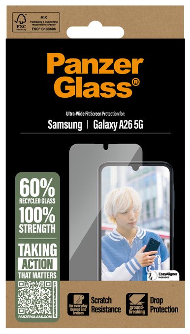 Klare Bildschirmschutzfolie Gehärtetes Glas, Polyethylenterephthalat, Silikon für  Samsung Samsung - Galaxy A26 5G Kratzresistent, Schockresistent 38541 