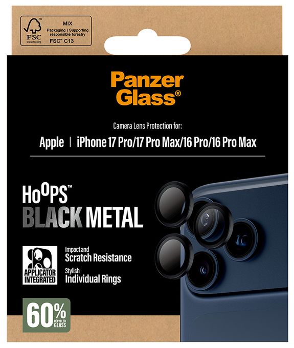 Klare Bildschirmschutzfolie Gehärtetes Glas, Silikon für  Apple Apple - iPhone 17 Pro, Apple - iPhone 17 Pro Max, Apple - iPhone 16 Pro, Apple - iPhone 16 Pro Max Kratzresistent, Schockresistent 43455 Hoops Kameraschutz 
