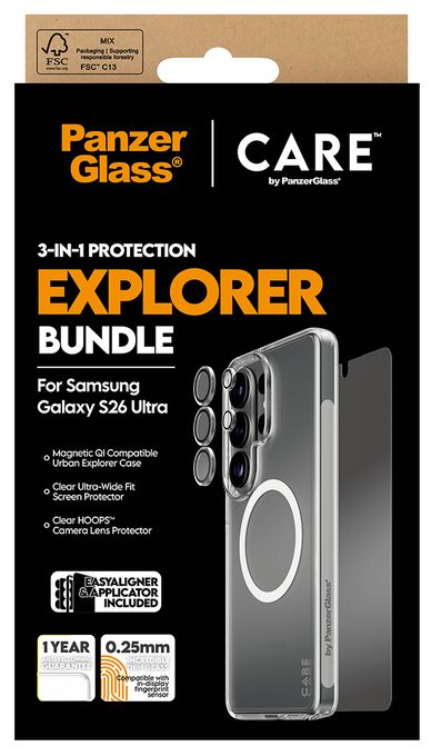 Klare Bildschirmschutzfolie Thermoplastische Polyurethane (TPU), Gehärtetes Glas, Polyethylenterephthalat, Silikon für  Samsung Samsung - Galaxy S26 Ultra Kratzresistent, Schockresistent 46018 3-in-1 Bundle Cover 
