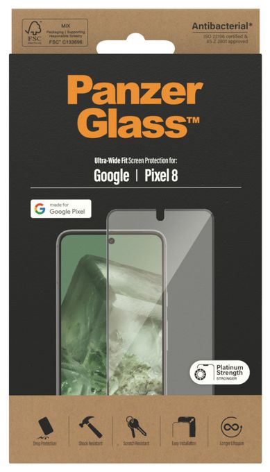 Klare Bildschirmschutzfolie Gehärtetes Glas, Polyethylenterephthalat, Silikon für  Google Google - Pixel 8 Kratzresistent, Schockresistent, Antibakteriell 4779 
