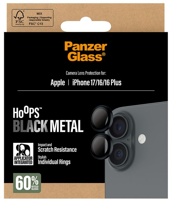 Klare Bildschirmschutzfolie Gehärtetes Glas, Silikon für  Apple Apple - iPhone 17, Apple - iPhone 16, Apple - iPhone 16 Plus Kratzresistent, Schockresistent 55024 Hoops 