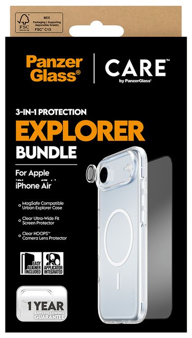 Klare Bildschirmschutzfolie Gehärtetes Glas, Polyethylenterephthalat, Silikon für  Apple iPhone Air, jakslf fa asfka af Kratzresistent, Schockresistent 66372 3-in-1 Explorer Set 
