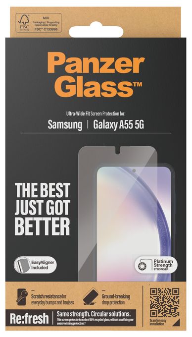 Klare Bildschirmschutzfolie Gehärtetes Glas, Polyethylenterephthalat, Silikon für  Samsung Samsung - Galaxy A55 5G Kratzresistent, Schockresistent 7358 