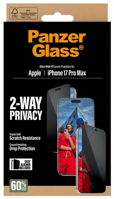 Klare Bildschirmschutzfolie Gehärtetes Glas, Polyethylenterephthalat, Silikon für  Apple Apple - iPhone 17 Pro Max Kratzresistent, Schockresistent 75492 2-Way Privacy 